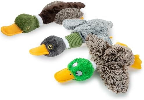 Best Pet Supplies Interactive Squeaky Dog Chew Toy, Ideal Dog Toys for Chewers, Small, Medium & Large Dogs, and Fetch Lovers - Mallard Duck (Gray, Gray, Brown), Small