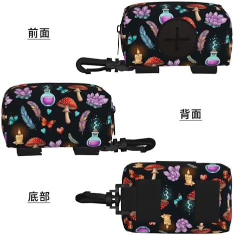 Dog Waste Bag Dispenser Pet Poop Bags Holder Zipper Witch Witchy Goth Magic Mushrooms Small Doggy Puppy Pouch for Leash Accessory