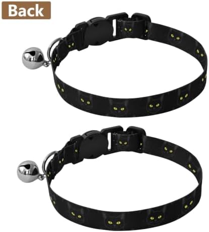 Funny Cat Black Dog Collars for Small Dogs, 2 Pack Breakaway Cat Collars with Bell