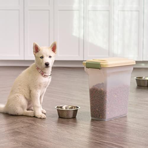 IRIS USA Dog Food Storage Container, Up to 13 lbs, Almond, Made in USA