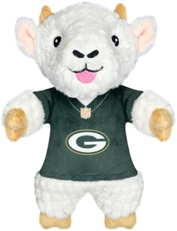 Pets First NFL Green Bay Packers Goat Plush Toy for Dogs and Cats with Squeaker, Wearing a Team Jersey! Fun & Sporty Goat Shaped Dog Chew Toy, Interactive Pet Toy