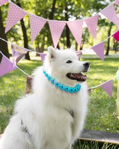 Chunky Pearl Dog Necklace (Beads 20mm),Elegant Classic Super Big Pearl Collar Necklace Accessories for Medium Large Dogs Occasions and Gatherings (Turquoise, 2XL(Neck Girth 19''-21.5''))