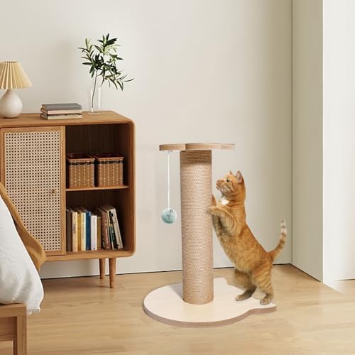 18” Tall Cat Tree for Kittens, Jute Scratching Post with Hanging Ball for Kitten & Adult Cats, Small Cat Tower with Toys, Pets Activity Tree Indoor