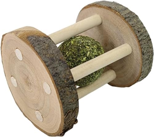 Hamster Rabbit Chew Toy Natural Wooden Play Toy, Wood Teeth Grinding Toy with Bell for Parrot, Rabbit, Chinchilla, Guinea Pig, Hamster Small Animals Toys for Pet Supplies,Small Animal Toys