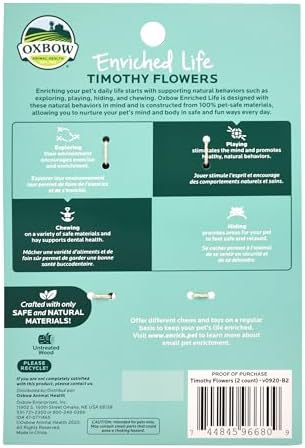 Oxbow Timothy Hay Flowers, Rabbit & Guinea Pig Toy, Bunny Enrichment Chew