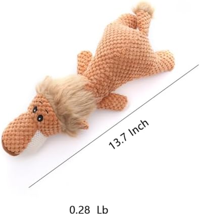 Dog Plush Toy Soft Chew Toy for Dog Cute Durable Dog Toy Stuffed Animal Dog Plush Toy Puppy Pet Mutt Toy Plush Dog Chew Toy Suitable for Large, Medium and Small Dogs Orange Lion