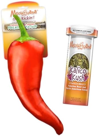 Meowijuana Chili Pepper Kicker Cat Toy and Blend Bundle | High Potency