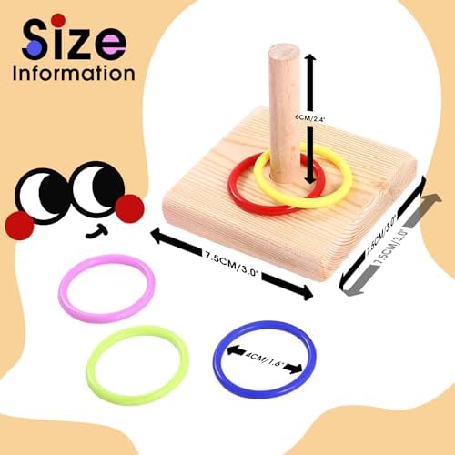 QBLEEV Bird Tabletop Toy, Parrot Activity & Training Trick Color Ring Toys