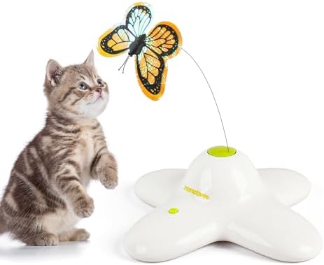 All for Paws Cat Toys Interactive Butterfly Flutter Bug Cat Automatic Toy Stimulating Kitty Toys Enrichment for Indoor Cats