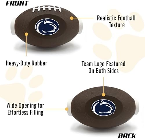 Pets First NCAA Penn State Nittany Lions Football Treat Dispensing Toy for Dogs and Cats, Rubber Ball Pet Toy, Interactive Fun Doggie Treat Toy, Natural Rubber Feeding Toy