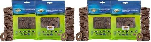 PetSafe Busy Buddy Treat Ring Variety Pack - Engaging Treat-Holding Toy Refill - Easy-Open Resealable Bags - Medium - Peanut Butter & Original Rawhide Flavors (Pack of 120)