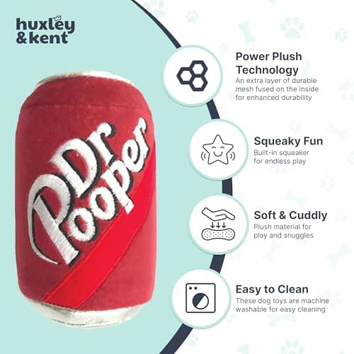 Huxley & Kent Power Plush Squeaky Dog Toy, Dr Pooper, Large