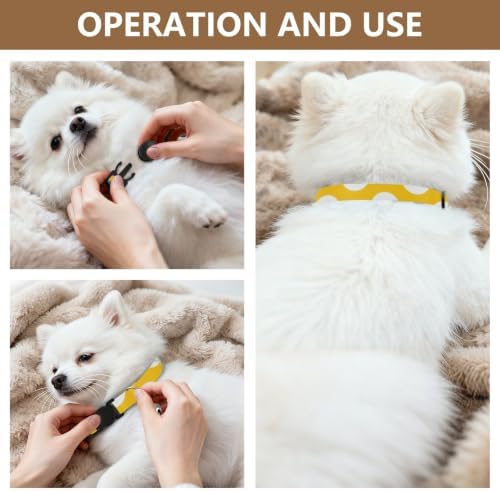 Yellow Polka Dot Dog Collar 2 Pack Soft Polyester Pet Collar Adjustable Length 10.6" to 17.1"