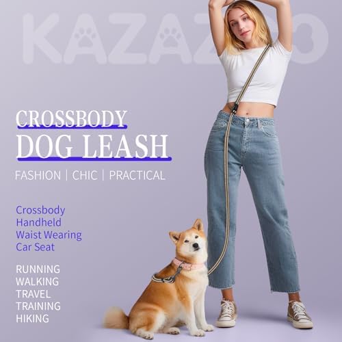 Puppy Dog Collar & Hands-Free Dog Leash Adjustable Length 5-8 Ft Adjustable Nylon Collar with Quick-Release Buckle
