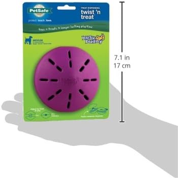 PetSafe Busy Buddy Twist 'n Treat Dispensing Dog Toy, Medium | Twist Halves Apart for Quick Treats or Closer for a Challenge, Patented Treat Meter, Top-Rack Dishwasher Safe