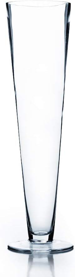 WGV Trumpet Glass Vase, Open 4", Height 16", (Multiple Sizes Choices) Clear Tall Pilsner Floral Planter Container Centerpiece, Wedding Event Home Decor, 1 Piece (VTV0416)