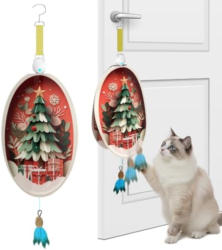OtterVerz 11 Interactive Cat Toys for Indoor Cats, Automatic Concealed Hide and Seek Hanging Feather Cat Toy, Rechargeable Motion-Activated Enrichment Toys for Bored Adult Cats (Tree Pattern)