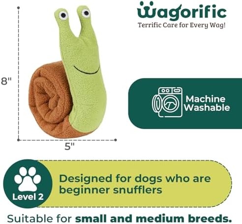 Snuffle Dogs Toys Plush Stuffed Puppy Toy with Squeaky Treat Hide for Large, Medium, Small Dogs and Puppies Slow Feeder, Machine Washable, Pet Supplies Toys for Dogs to Keep Them Busy Snail