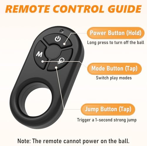 Remote Control Dog Toy Ball, Interactive Self Bouncing E-TPU Ball with 3 Modes (Bounce/Roll), Rechargeable Auto Moving Toy for Small Medium Large Dogs, Keeps Them Busy, ORG&BLU