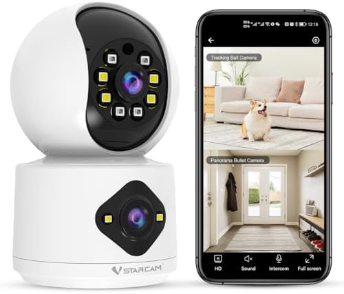 VSTARCAM 2K+2K Cameras for Home Security Indoor, Dual Cameras, 360° Pan-Tilt, Color Night Vision, Motion Detection, Real-time Alerts, 2-Way Audio, Works with Alexa,Cloud & SD Card Storage(up to 256GB)
