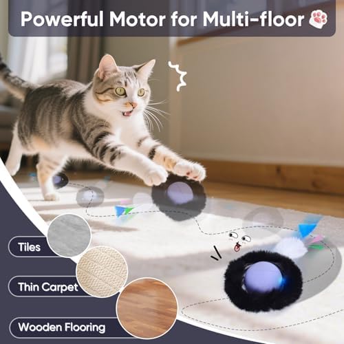 ORSDA Cat Toys for Indoor Cats, Interactive Activated Moving Ballt, Automatic Fast Rolling Ball for Adult Cats, Exercise Kicker Mouse Catching Game