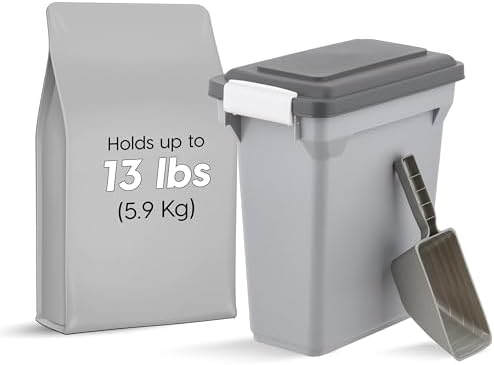 IRIS USA Dog Food Storage Container, Up to 13 lbs, Gray/Dark Gray