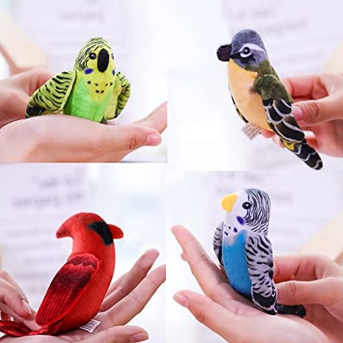 Cat Catnip Toys Interactive Cats 4pcs Kitten Plush Nip Chew Bird Toy with Crinkle Paper Pet Best Treats Stuffed Pillow Cute Teething Play Gifts Soft Kick Sound Supplies for Indoor Kitty