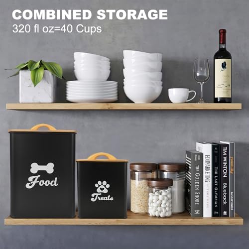 Dog Treat Container 2PCS, Dog Food Storage Container with Lids Airtight, Dog Treat Jars for Kitchen Counter-7+3Lbs, Small Dog and Cat Cookie Jar for Storage, Pet Treat Container (Upgraded) Black
