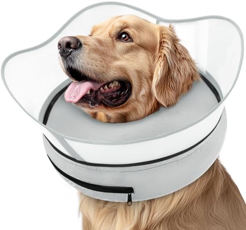 Supet Raised Inflatable Dog Cone Collar to Stop Licking, Soft Dog Cone Alternative After Surgery, Pet Neck Donut Collar for Small Medium Large Dogs