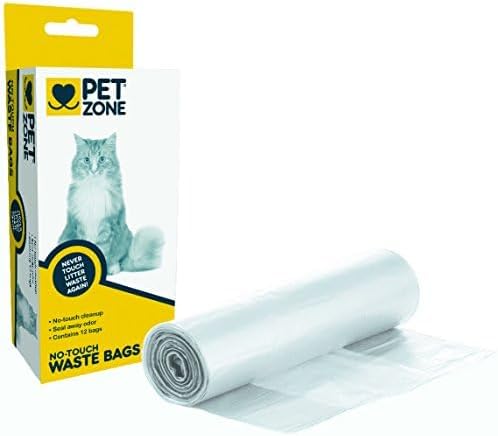 Pet Zone Universal No-Touch Cat Litter & Waste Bags, 12 Pack, Easy Cleanup | Hygienic disposal without direct contact, fits most boxes and pans, mess free daily routine, simple tie, lift and toss design