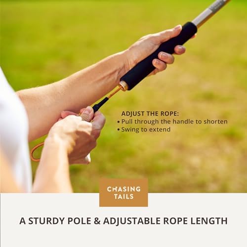 Chasing Tails Flirt Pole for Dogs Heavy Duty - 36 Inch Flirt Pole for Large Dogs with Extendable 83 Inch Rope | Two Toys Included | Suitable for All Breeds | Pets Play Equipment