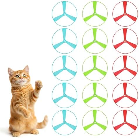 15 PCS Flying Spinners for Disc Launcher Interactive Cat Fetch Toy