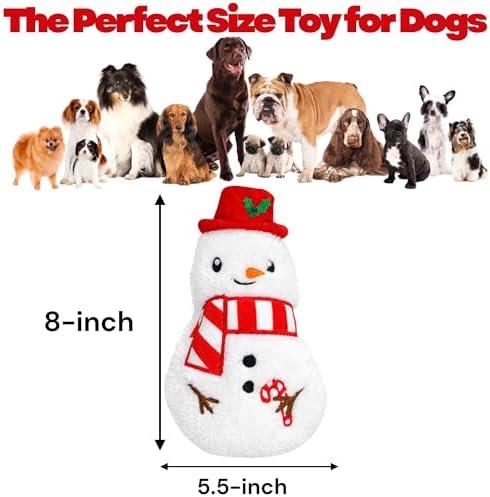 Plush Dog Toy with Squeaker – Snowman | Soft Squeaky Dog Toy for Puppies, Small and Medium Dogs | Machine Washable