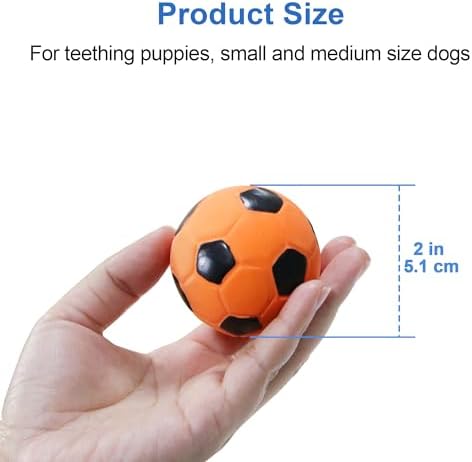 2” Dog Soccer Ball Toys 6 Pack, Squeaky Dog Toys Interactive Soccer Balls for Chewing and Training, Fits for Teething Puppies, Small and Medium Dogs