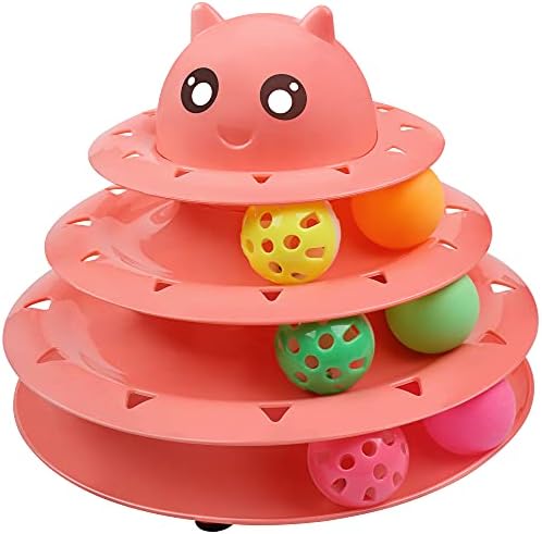 UPSKY Cat Toy Roller 3-Level Turntable Cat Toys with Six Colorful Balls | Puzzle Kitten Toys, Sturdy Structure, Detachable Design, Easy to Assemble, Anti-Slip, Reduces Boredom for Indoor Cats