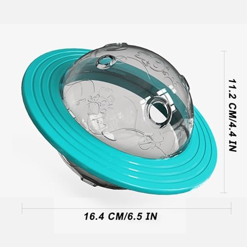 Dog Treat Dispenser Ball Toys Interactive Planet Shaped Dog Toy 6.5 in Slow Feeder for Dogs Playing and Training (Blue)
