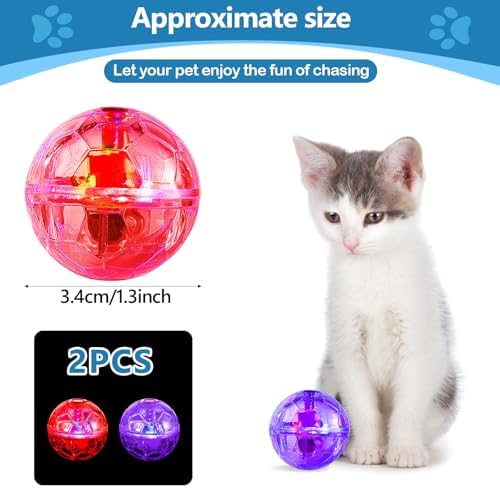 Sratte 2 Pcs Light up Cat Balls Ghost Hunting Motion, Pink, Purple