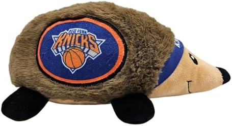 NBA New York Knicks Plush Hedgehog Toy for Dogs & Cats, Cool Soft Pet Toy for Fun and Interactive Play, Dog Chew Toy with Squeaker, Licensed Hot Pet Toy