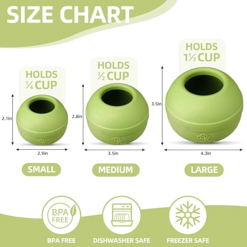 Long-Lasting Interactive Dog Lick Toy, Stuffable Dog Enrichment to Keep Dogs Busy, Wobbly Treat Dispensing Freezable Chew Toys, Food-Grade Safe (Green,L)