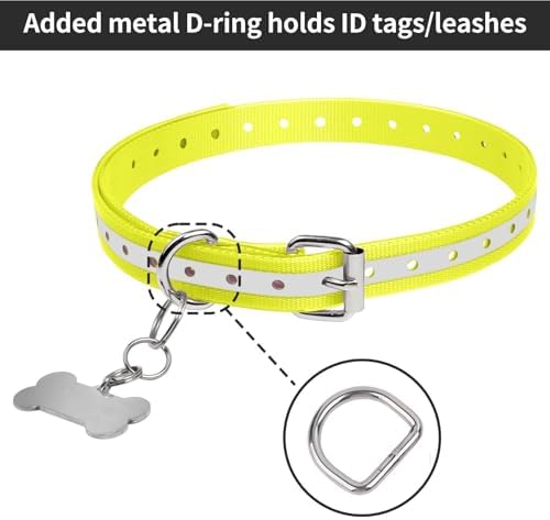 Dog Shock Collar Replacement Strap 2-Pack - Compatible with Jugbow, Garmin, Patpet | 3/4 Inch Adjustable TPU Collar for Dogs | Waterproof & Reflective Design for Training, Walking