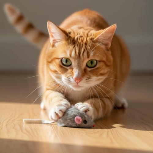 4Pcs Gray Fur Rattle Mouse Cat, Interactive Pet Play Mice, Animal for Cats, Pet Supplies
