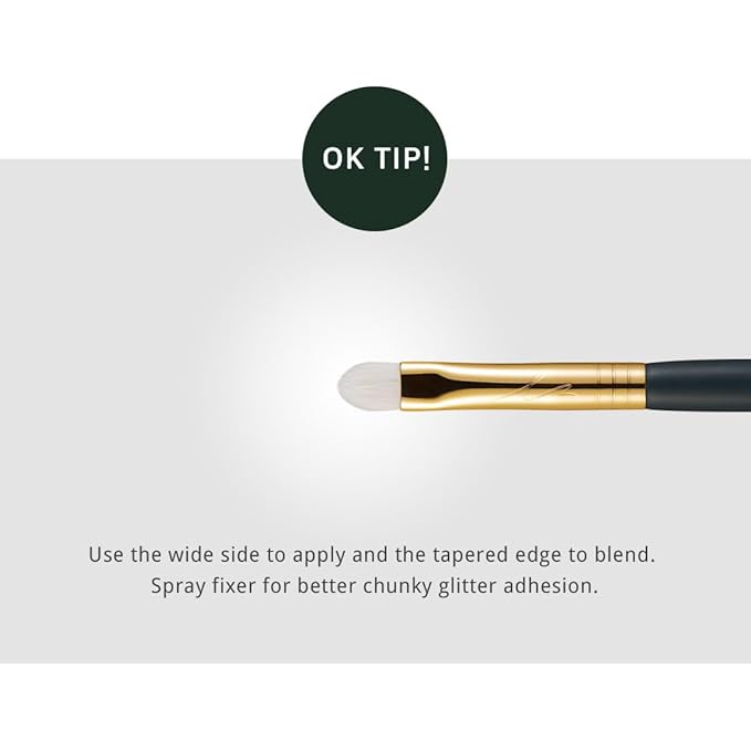 SOO ADOR okhee Glitter Brush NUN03 – Professional Korean Eye Makeup Brush for Glitter & Shimmer Eyeshadow, Flat Precision Brush, Minimal Fallout, Idol Makeup Finish