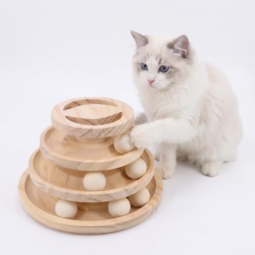 Cat Ball Track, Wooden Interactive Cat Toys for Indoor Cats, Kitten Toys S