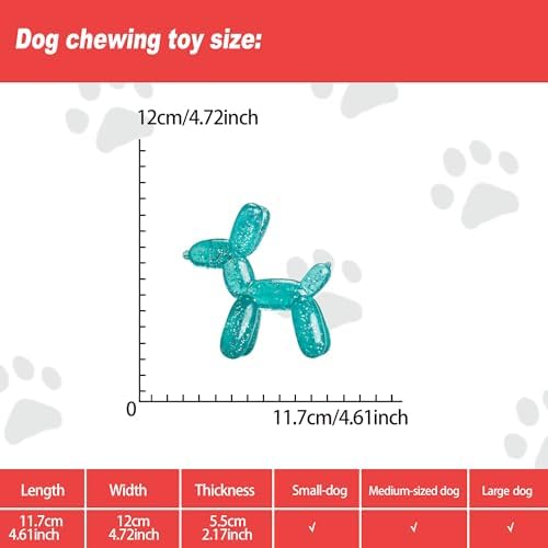Durable Dog Chew Toy – Balloon Dog Shape, 4.72” for Medium & Large Dogs, Tough Plastic, Interactive Chew Toy for Boredom & Dental Health（Green）
