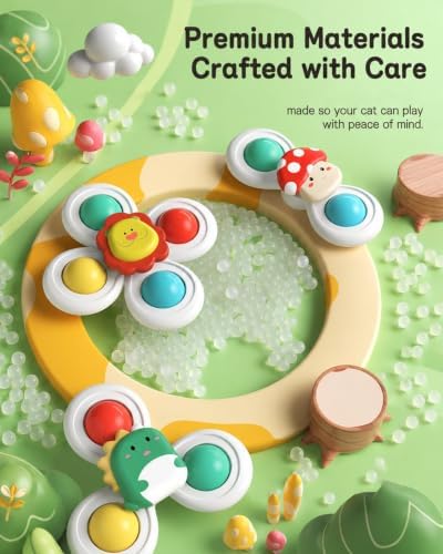Cat Suction Cup Spinner Toy 3PCS Strong Suction 360° Spin Stick Anywhere
