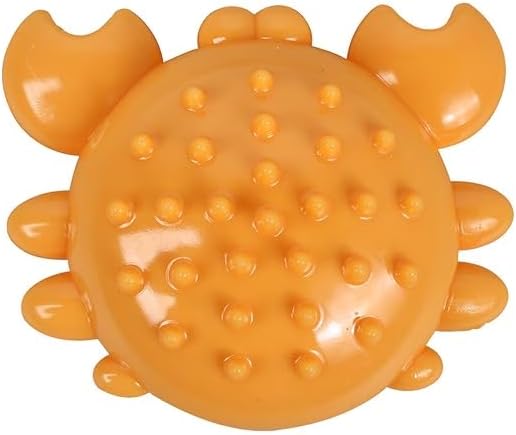 Squeaky Crab Dog Chew Toy, Orange, TPR Material, Interactive Teeth Cleaning Ball for Puppies and Dogs, Boredom Relief, 3.94 Inch (Orange)
