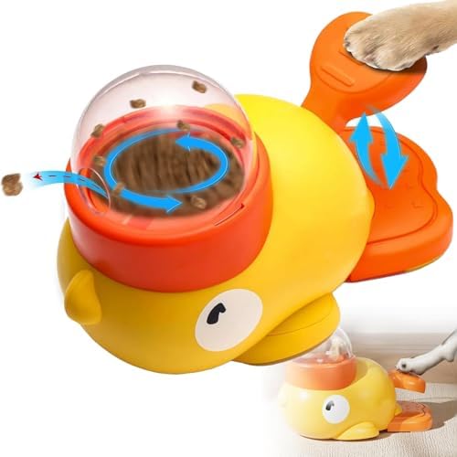 2-in-1 Interactive Dog Puzzle Toy & Slow Feeder - Duck-Shaped Treat Dispenser, Press Tail to Rotate & Release Snacks, Food-Grade ABS, Washable for Small/Medium Dogs & Cats