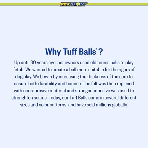 PetSport Tuff Ball - Medium Tennis Balls for Dogs, Great for Boredom & Aggressive Chewers, Dog Toy, Medium Tennis Balls for All Dogs, Certified Non-Toxic, Won't Wear Down Teeth - 2.5"(2 Pack)