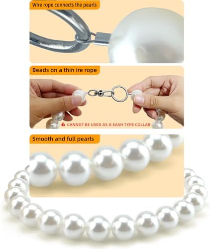 Chunky Pearl Dog Necklace (Beads 20mm),Elegant Classic Super Big Pearl Collar Necklace Accessories for Medium Large Dogs Occasions and Gatherings (White, 4XL(Neck Girth 22.5''-25''))