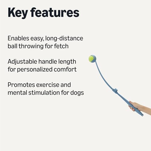 Amazon Basics Dog Ball Launcher with Detachable Handle, Tennis Ball Included, Plastic Pet Fetch Thrower
